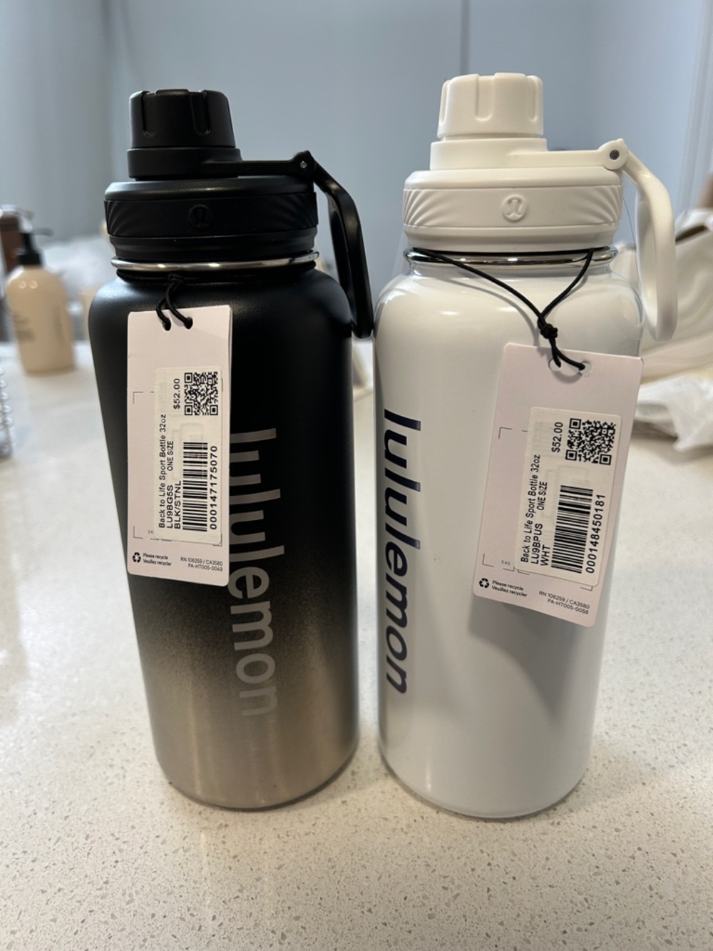 lululemon athletica Ombre Black & White Stainless Bottle Pair